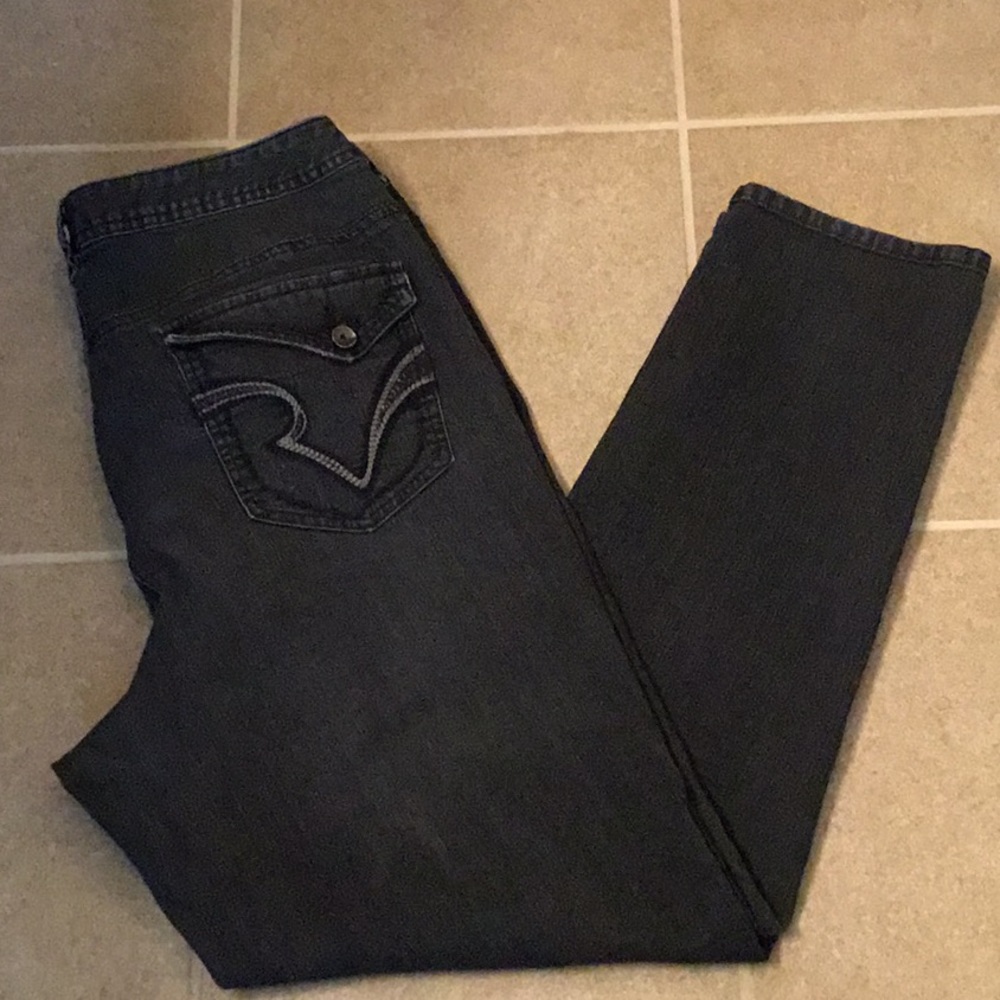 Black regular fit, skinny leg INC jeans